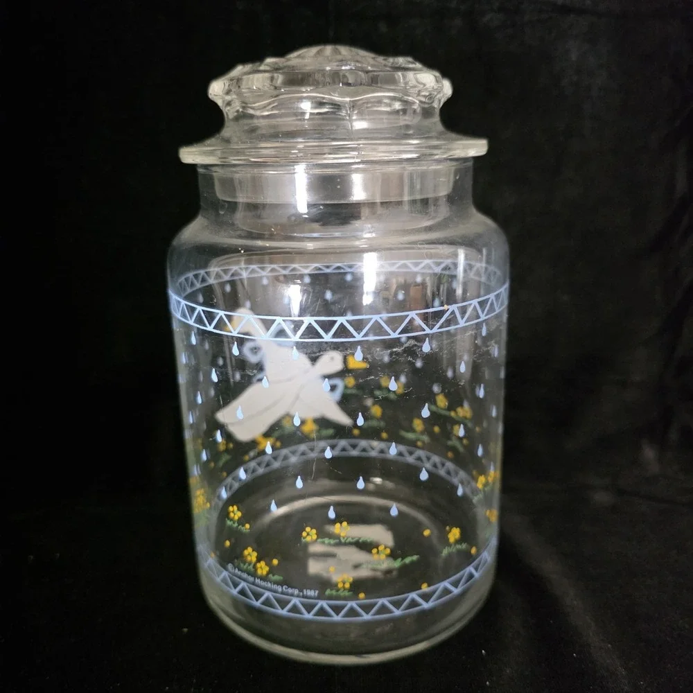 VTG Country Goose Glass Jar '87 Anchor Hocking 6.5